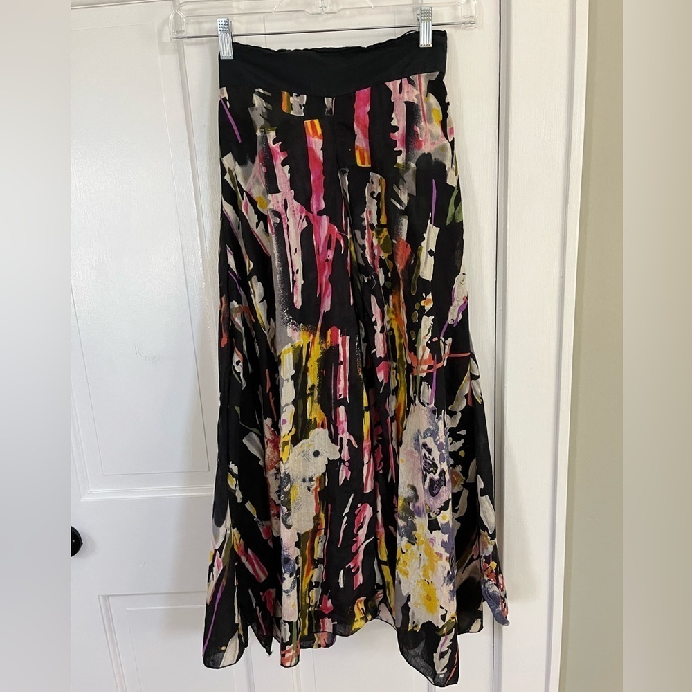 Happy Few Bohemian Wide Leg Lightweight Colorful Pull On Cotton Pants Artsy S/M